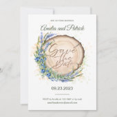 ラベンダーブルーベリー結婚式のSave the Dateカード セーブザデート (正面)