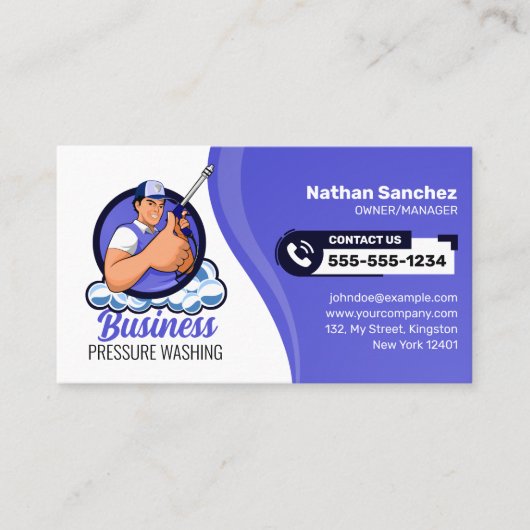 ラベンダーブルー加圧洗浄力洗浄洗浄 名刺 (正面)