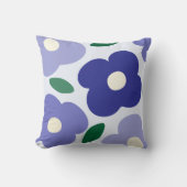 ラベンダーブルー抽象芸術レトロ花柄 クッション (正面)