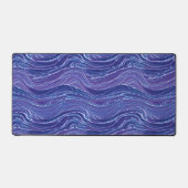 ラベンダーブルー抽象芸術波パターン デスクマット (正面)