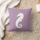 ラベンダーブルー枕のシーホース白 クッション (ブランケット)