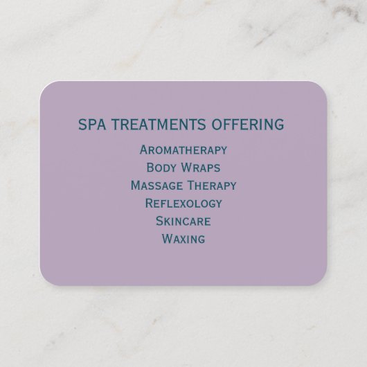 ラベンダーブルー淡い色のウォーター色の禅スパ 名刺 (裏面)