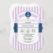 ラベンダーブルー航海のベビーシャワー招待状 招待状 (正面/裏面)