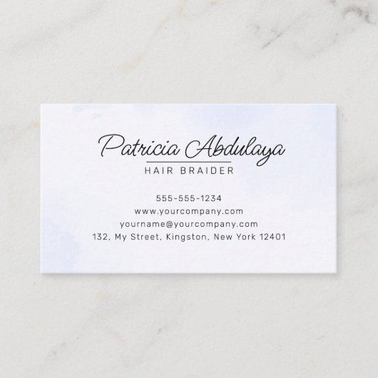 ラベンダーブルー金ゴールドグリッターアゲートブレイドスタイリスト 名刺 (正面)