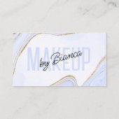 ラベンダーブルー金ゴールドグリッターアゲートメイクアップアーティスト 名刺 (裏面)