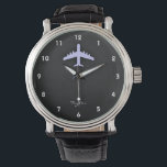 ラベンダーブルー飛行機 腕時計<br><div class="desc">ラベクールンダーお洒落ブルー大型飛行機、黒と濃いグレーのテクスチャ付き背景のエアライナー。航空機素晴らしを愛する商用の航空会社パイロットや子供のためのギフト！名前または文字を追加してカスタマイズするこのアイテムで使用されているイメージはライセンスを受け、©グラフィックスFactory.com</div>