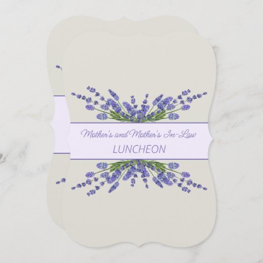 ラベンダーブーケツマザーズデイ母インロー 招待状 (正面/裏面)