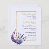ラベンダーブーケバジェット結婚式招待状 (正面/裏面)