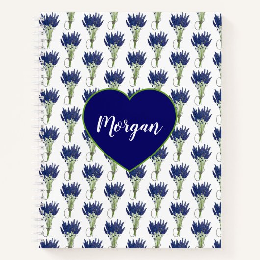 ラベンダーブーケパープルフラワーフローラプリント ノートブック (正面)