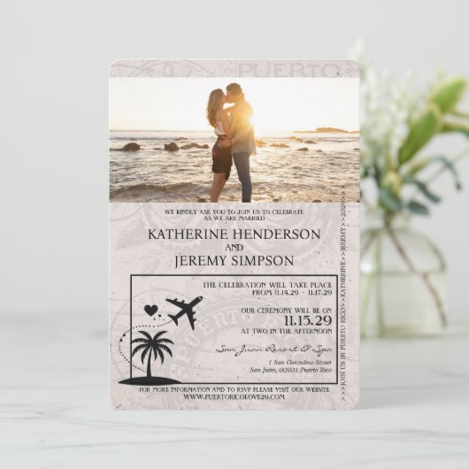 ラベンダープエルトリコ結婚パスポート 招待状 (スタンド正面)