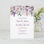 ラベンダープラムパープルクリームフローラブーケ結婚ス 招待状 (スタンド正面)