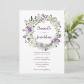 ラベンダープラムパープルクリームフローラ結婚リース | 招待状 (スタンド正面)