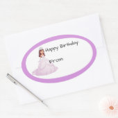 ラベンダープリンセス誕生日ギフトラベルシール 楕円形シール (封筒)