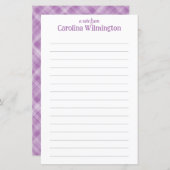 ラベンダープレイドかわいい裏打ち文字紙文房具 (正面/裏面)