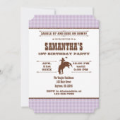 ラベンダープレイドカウボーイロデオ誕生日招待状 招待状 (正面)