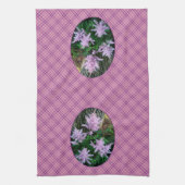 ラベンダープレイドバタフライブッシュフローラハンドタオル キッチンタオル (縦)