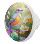 ラベンダーヘディングオレンジブレストファンタジー鳥 セラミックノブ (右)