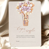 ラベンダーベアバルーンおむつラッフルチケット エンクロージャーカード