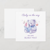 ラベンダーベア読の本の赤ちゃんシャワー シーズンカード (正面/裏面)