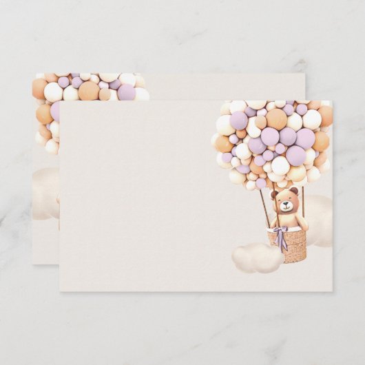 ラベンダーベア 気球 ブランケット 封筒 カード (正面/裏面)