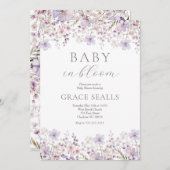 ラベンダーベビーイン開花ベビーシャワー招待状 招待状 (正面/裏面)