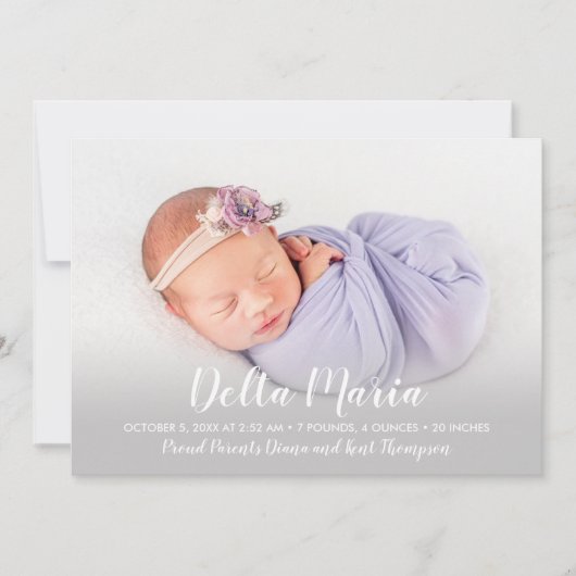 ラベンダーベビーガール写真誕生のお知らせ (正面)