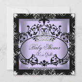 ラベンダーベビーシャワーガールプリンセスティアラレース 招待状 (正面)