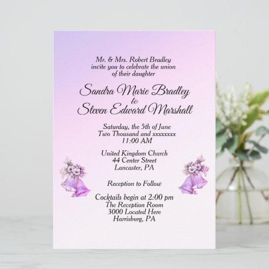 ラベンダーベル結婚式招待状 招待状 (スタンド正面)