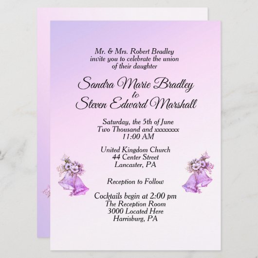 ラベンダーベル結婚式招待状 招待状 (正面/裏面)