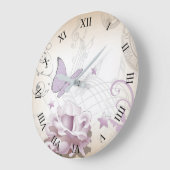 ラベンダーベージュグレーヴィンテージオールドワールドエレガント ラージ壁時計 (傾斜)