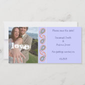 ラベンダーペイズリー写真の日付を保存 セーブザデート (正面)