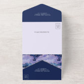 ラベンダーペリウィンクルグリッターアゲートマーブル結婚ズ オールインワン招待状 (外側)