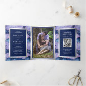 ラベンダーペリウィンクルAgate大理石QRコ結婚ード 三つ折り招待状 (内部)