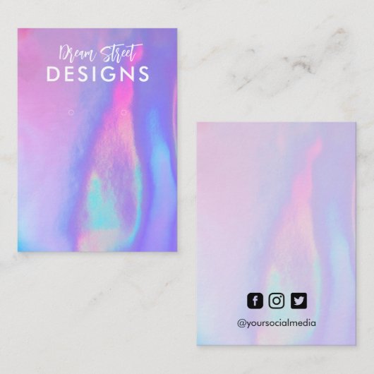 ラベンダーホロフェイクイヤリングディスプレイカード 名刺 (正面/裏面)