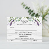 ラベンダーホワイトウッド結婚のメニューRSVP応答 出欠カード (スタンド正面)