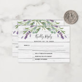 ラベンダーホワイトウッドQRコード結婚の応答RSVP ノートカード (正面/裏面インサイチュ)