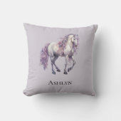 ラベンダーホワイトフローラホース女性のカーボーイ クッション (正面)