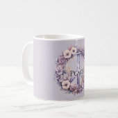 ラベンダーホワイトフローラ和平標識 コーヒーマグカップ (正面左)