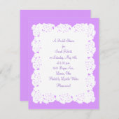 ラベンダーホワイトレースドイリーブライダルシャワー招待 招待状 (正面/裏面)
