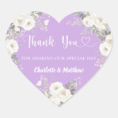 ラベンダーホワイト花模様感謝していハート結婚ズ ハートシール (正面)