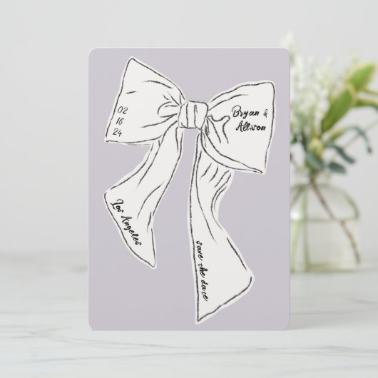 ラベンダーボウは日付結婚を保存 招待状 (スタンド正面)