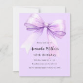 ラベンダーボウエレガント誕生日の招待 (正面)
