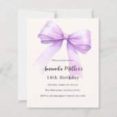 ラベンダーボウクリーエレガントム誕生日の招待 (正面)