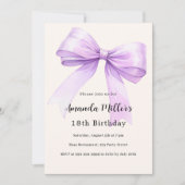 ラベンダーボウクリームバースデーエレガントタリー 招待状 (正面)