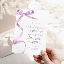 ラベンダーボウスウィート16誕生日招待状