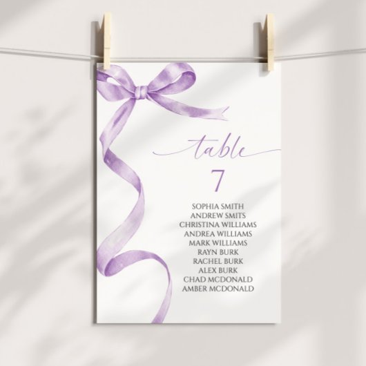 ラベンダーボウテーブル番号座席表 招待状