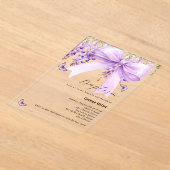 ラベンダーボウフローラガールバプテスマ アクリル招待状 (レイダウン)