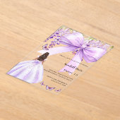 ラベンダーボウフローラドレススウィート16 澄ん アクリル招待状 (レイダウン)