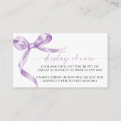 ラベンダーボウ表示赤ちゃんシャワー囲いカード エンクロージャーカード (正面)