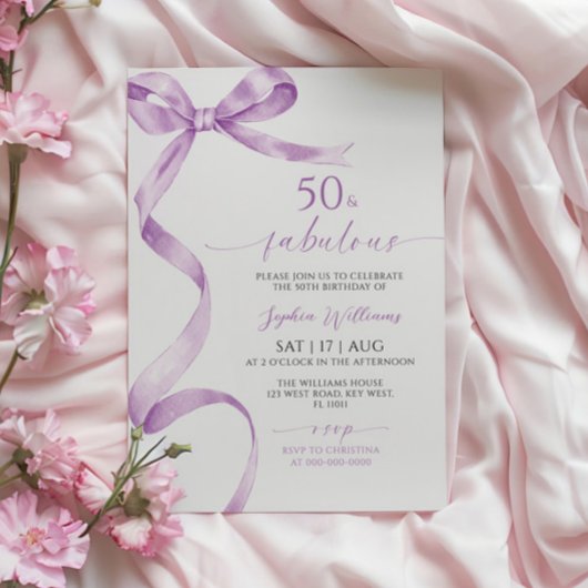 ラベンダーボウ50&ファブラス誕生日招待状 招待状